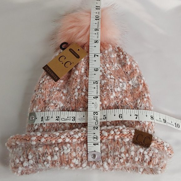 'C.C BEANIE' FLEECE~LINED POM-POM BEANIE ROSEA - Picture 11 of 16